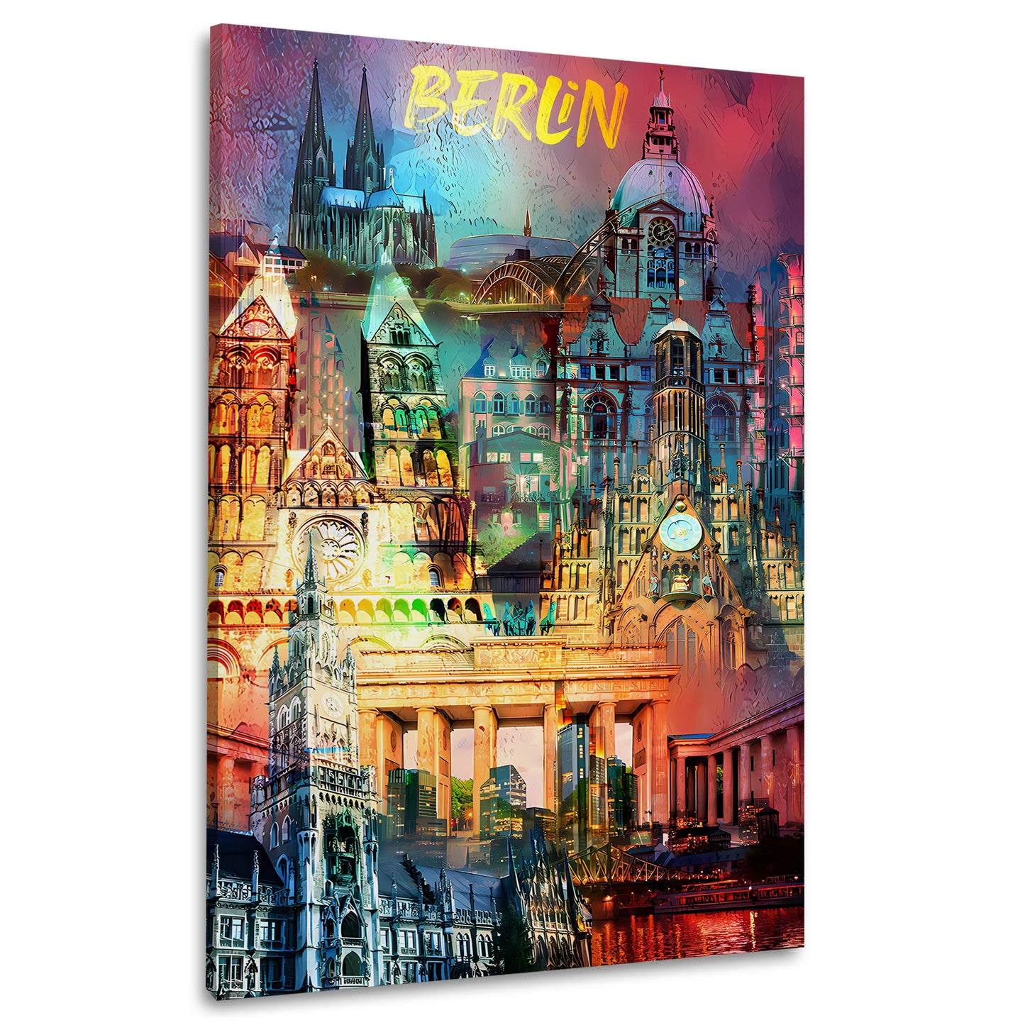 Pop Art Berlin Stadt Sehenswürdigkeiten Skyline Wandbild