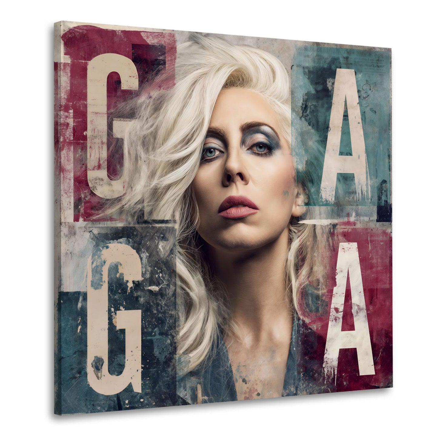 Pop Art blonde Gaga Porträt mit Typografie Wandbild