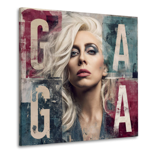 Pop Art blonde Gaga Porträt mit Typografie Wandbild