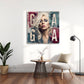 Pop Art blonde Gaga Porträt mit Typografie Wandbild