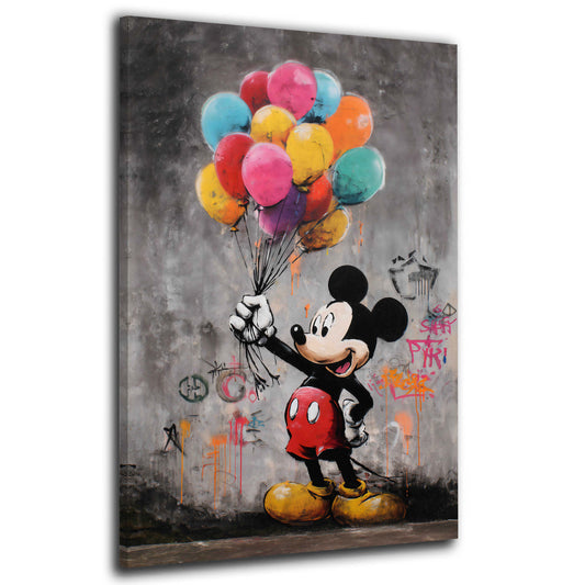 Pop Art Comic Micky mit Luftballons auf urbanem Hintergrund Wandbild
