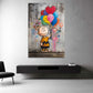 Pop Art Comicfigur Charlie mit bunten Luftballons Wandbild