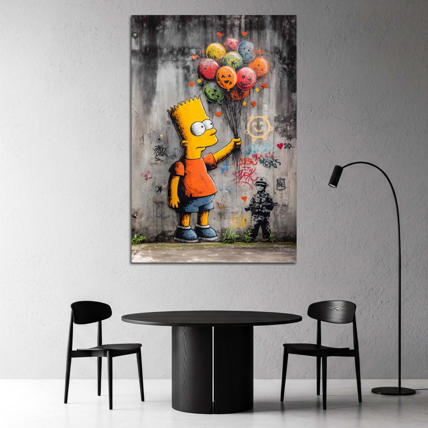 Pop Art Comicfigur Bart mit Luftballons Wandbild