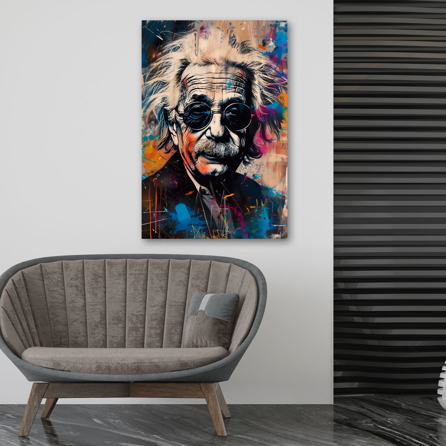 Pop Art Einstein mit Sonnenbrille abstrakt modern Wandbild