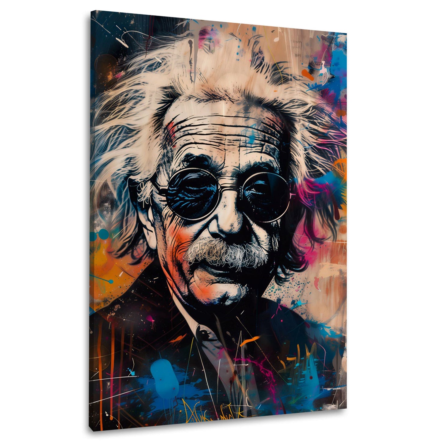 Pop Art Einstein mit Sonnenbrille abstrakt modern Wandbild