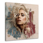 Pop Art Porträt einer blonden Sängerin mit GAGA-Schriftzug – quadratisches Wandbild