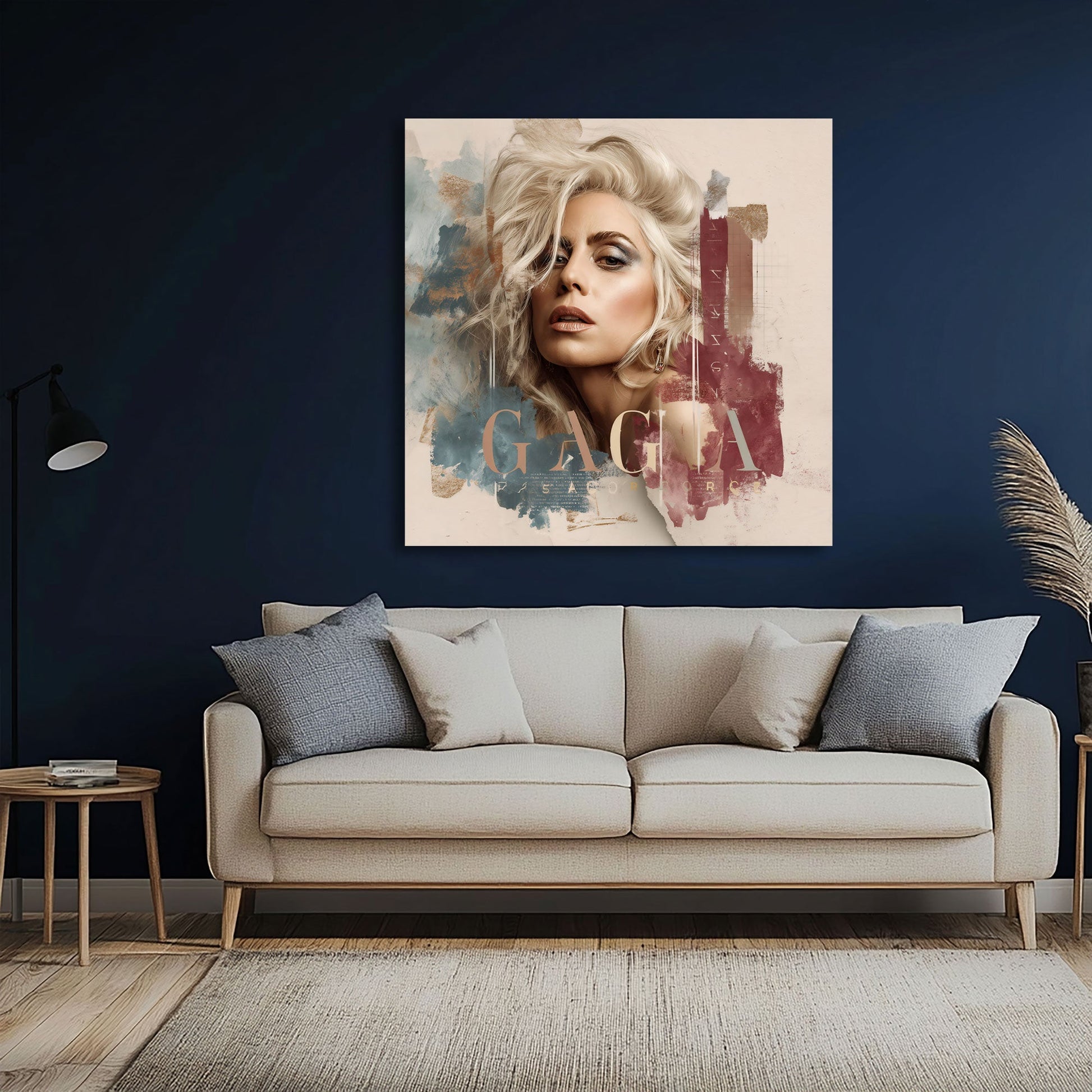 Pop Art Porträt Wandbild als Blickfang im modernen Schlafzimmer