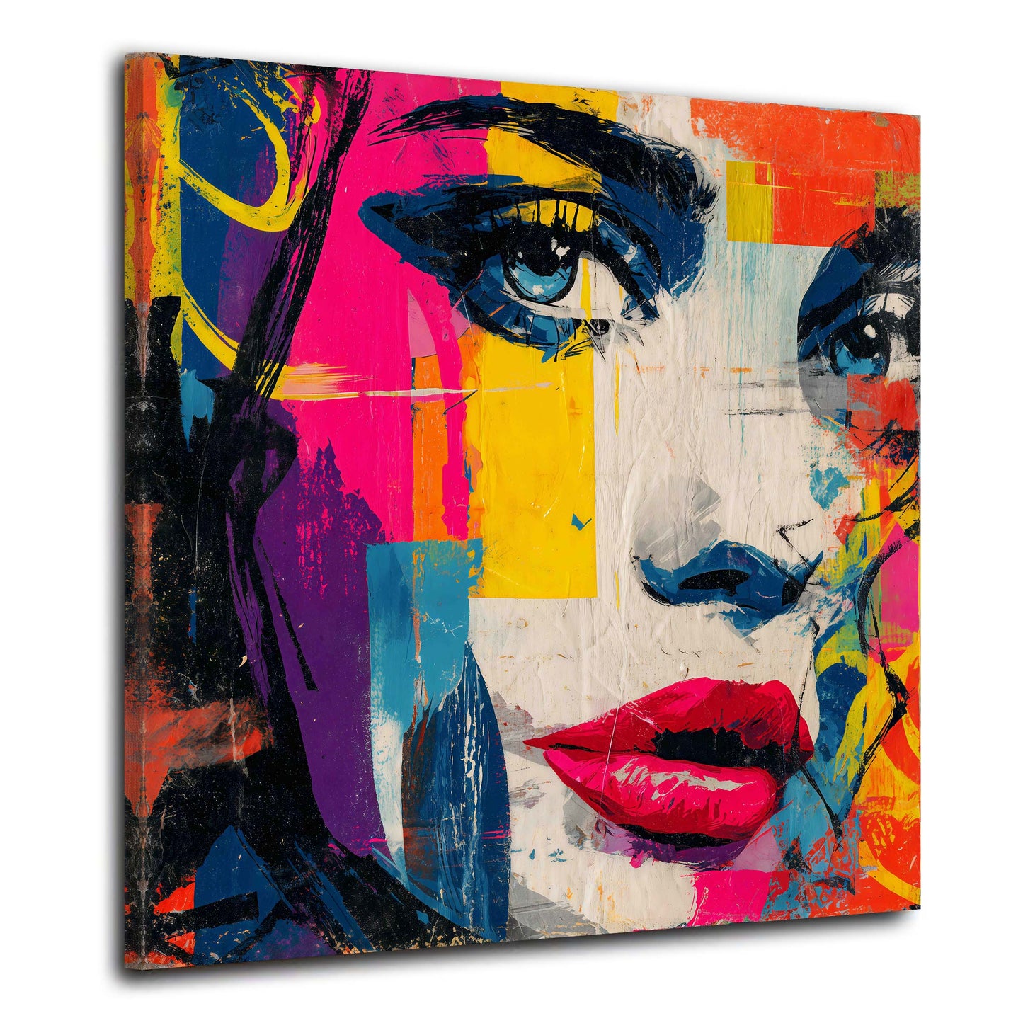 Pop Art Gesicht einer Frau mit intensiven Farben Wandbild