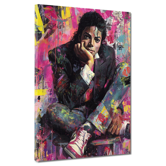 Pop Art Jackson Porträt im Anzug mit Sneakern Wandbild