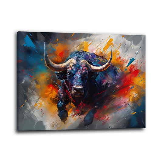 Pop Art kraftvoller Stier in Bewegung Wandbild