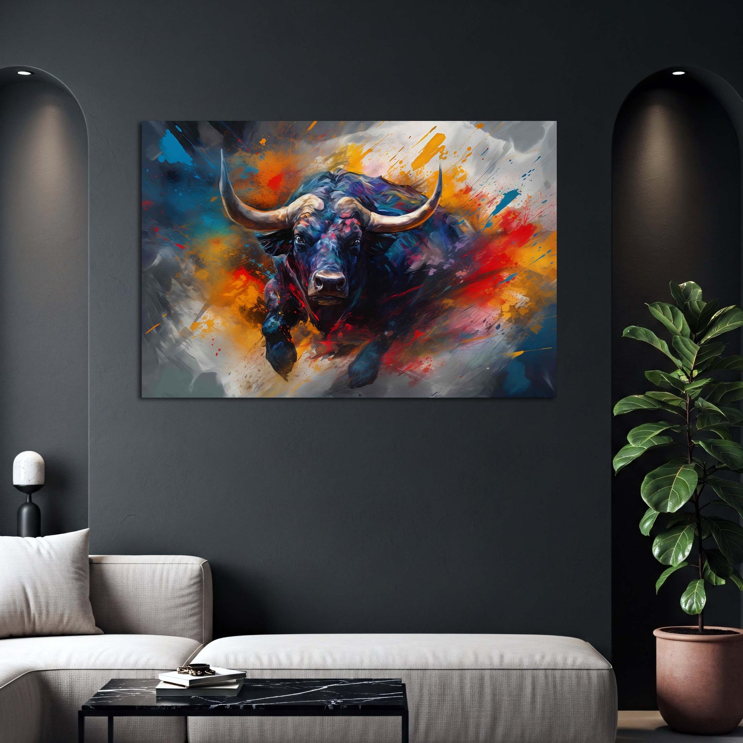 Pop Art kraftvoller Stier in Bewegung Wandbild