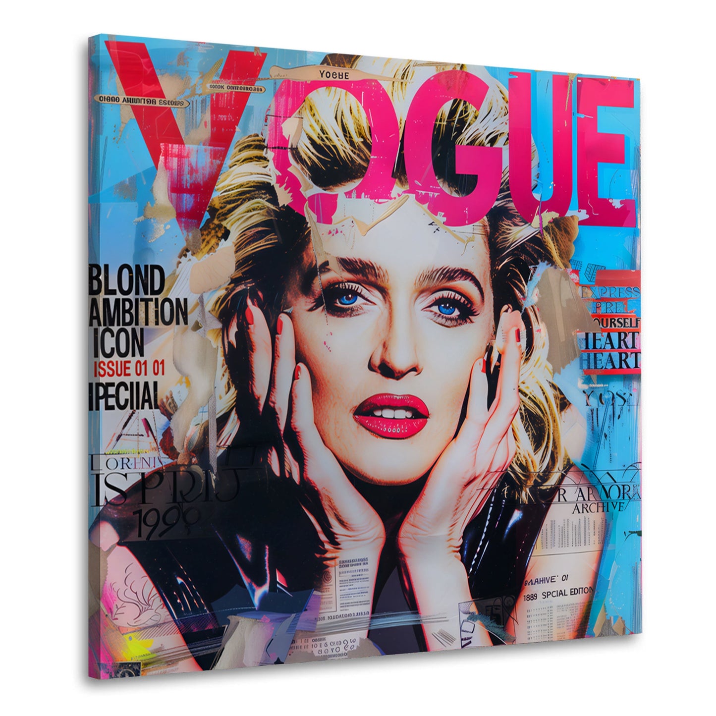 Pop Art Madonna Magazin Porträt mit roten Lippen Wandbild