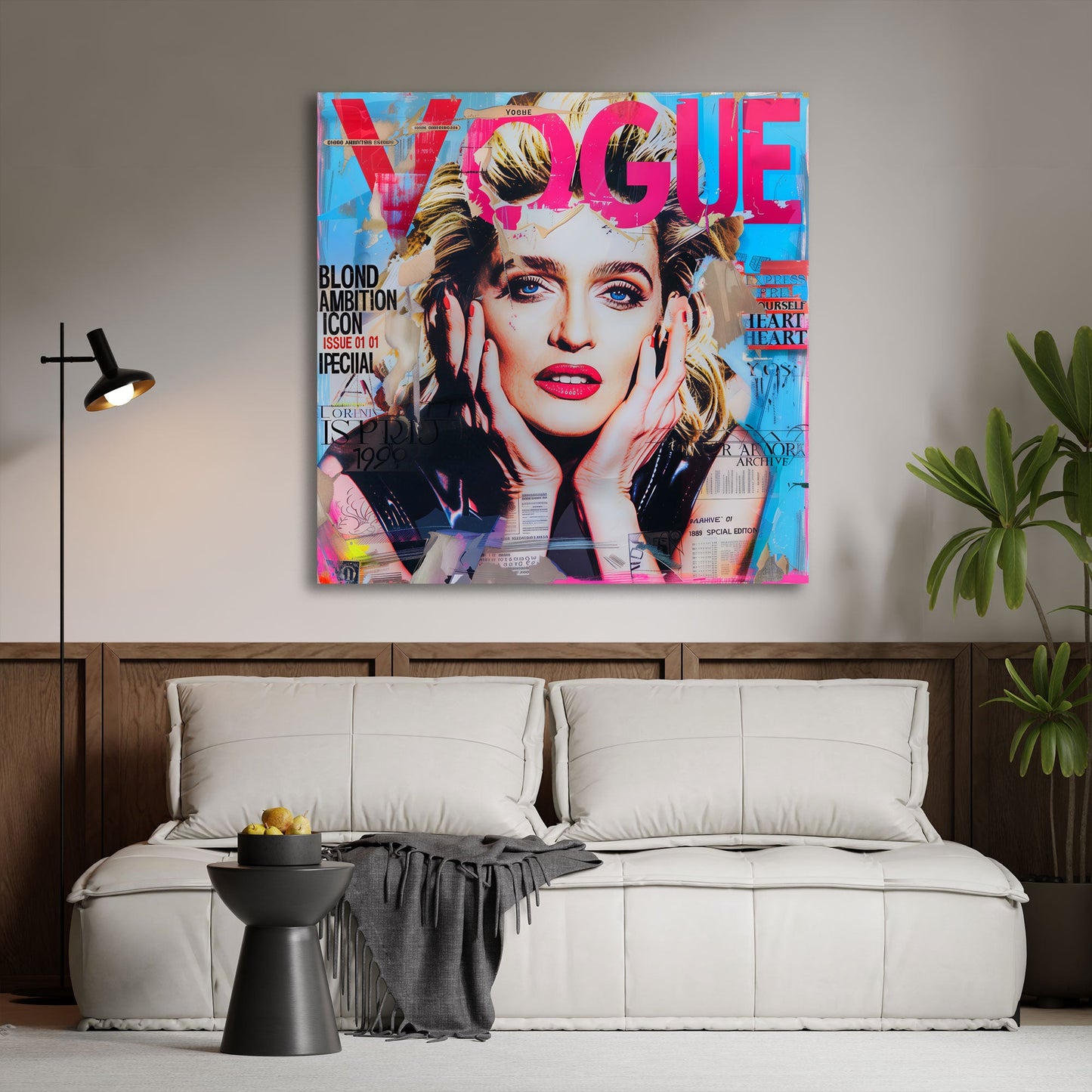 Pop Art Madonna Magazin Porträt mit roten Lippen Wandbild