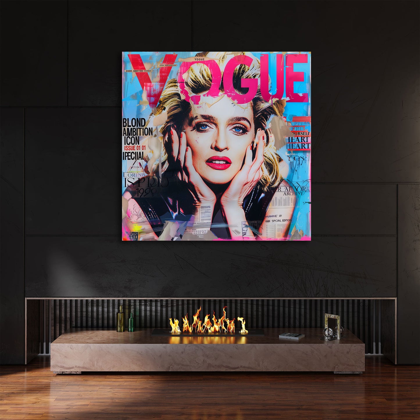 Pop Art Madonna Magazin Porträt mit roten Lippen Wandbild