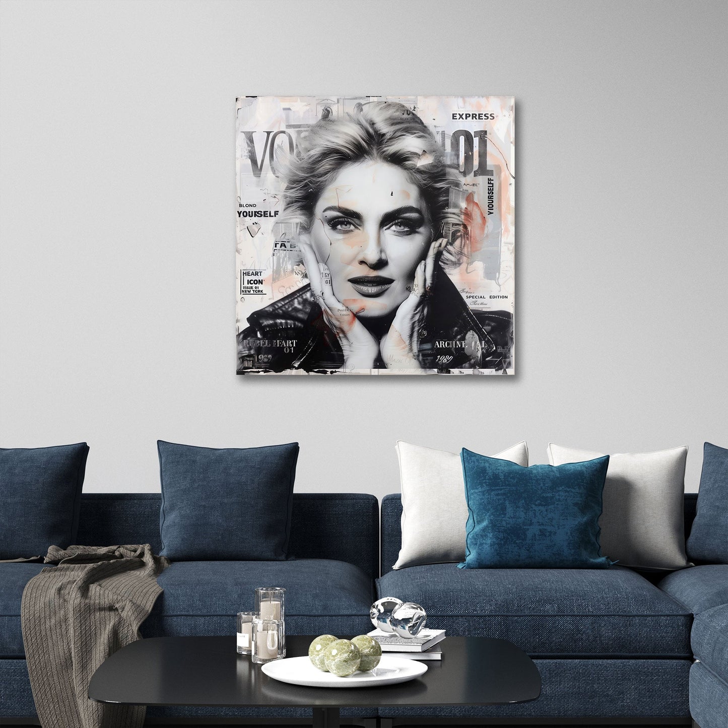 Pop Art Madonna schwarz weiß ikonische Typografie Wandbild