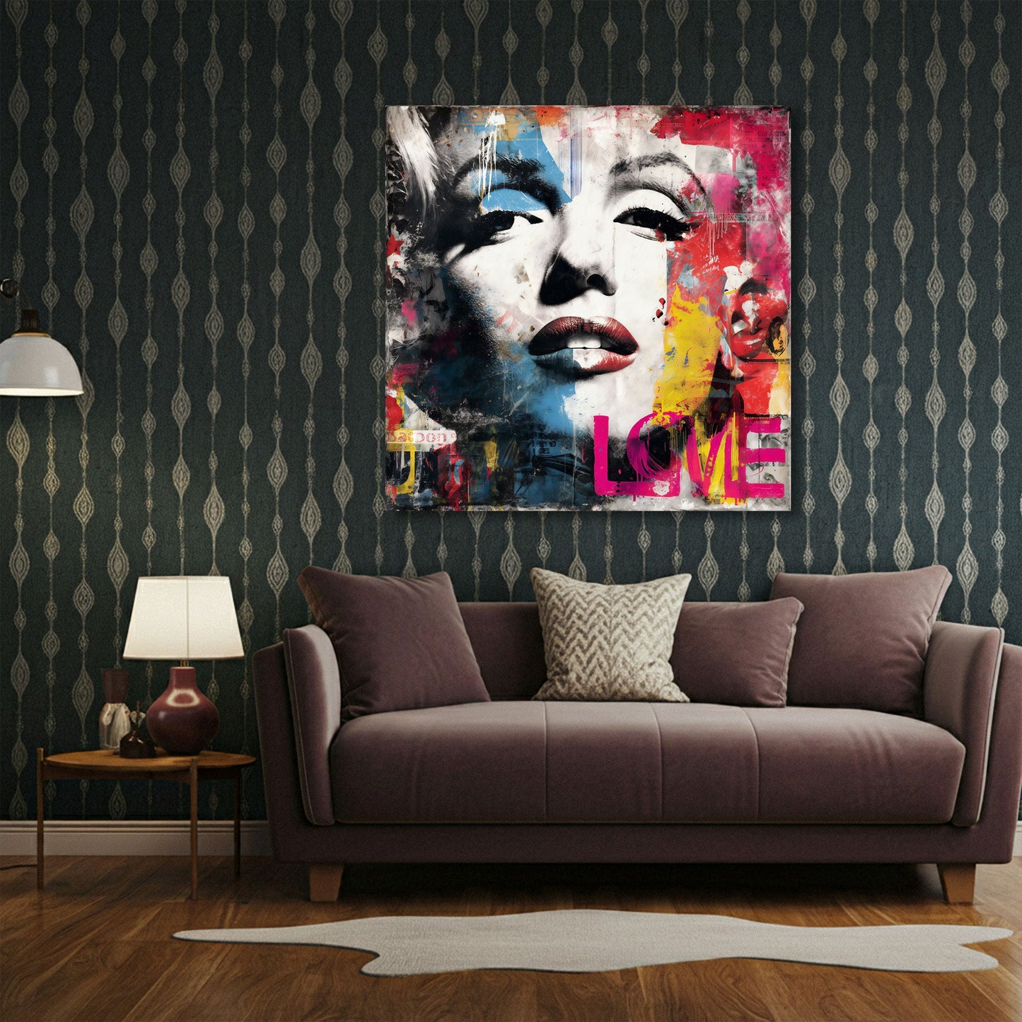 Pop Art Marilyn Porträt im modernen Magazin Stil Wandbild