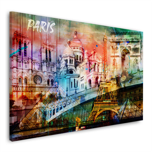 Pop Art Paris Collage Sehenswürdigkeiten Frankreich Wandbild