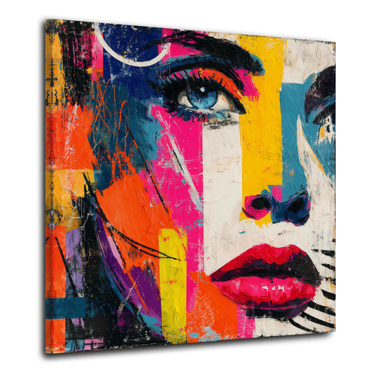 Pop Art Porträt mit kräftigen Farben ausdrucksstark Wandbild
