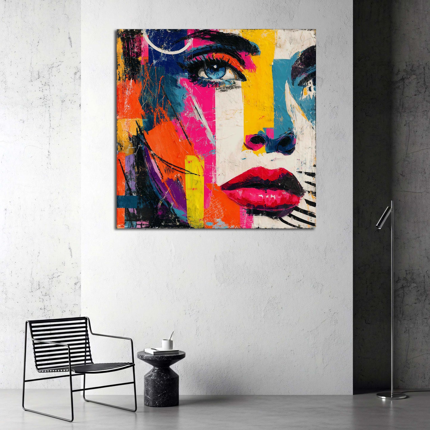 Pop Art Porträt mit kräftigen Farben ausdrucksstark Wandbild