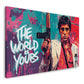 Pop Art Scarface mit Waffe The World Is Yours Kultfilm Wandbild