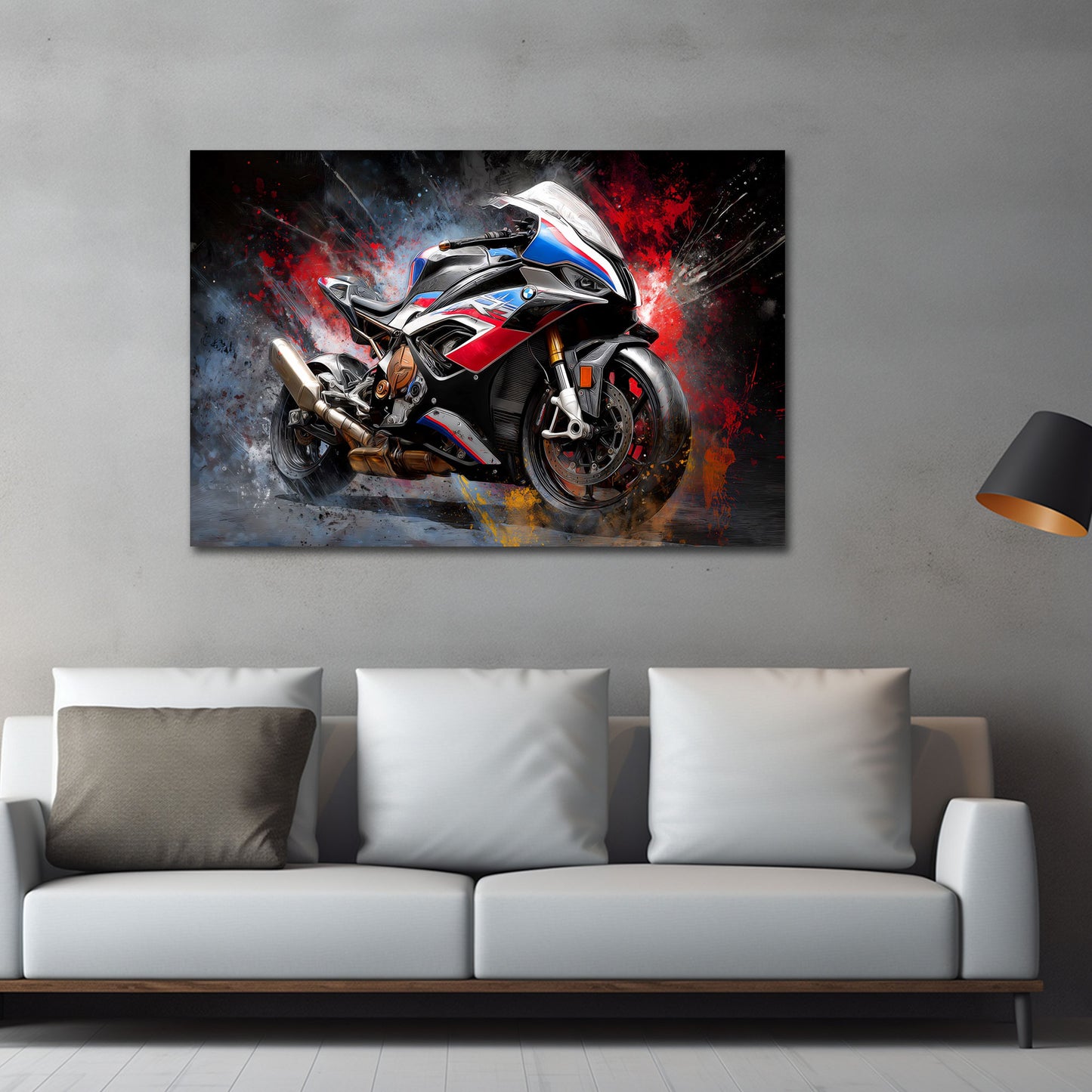 Pop Art Supersport Bike Farbspritzer Dynamik Racing Wandbild