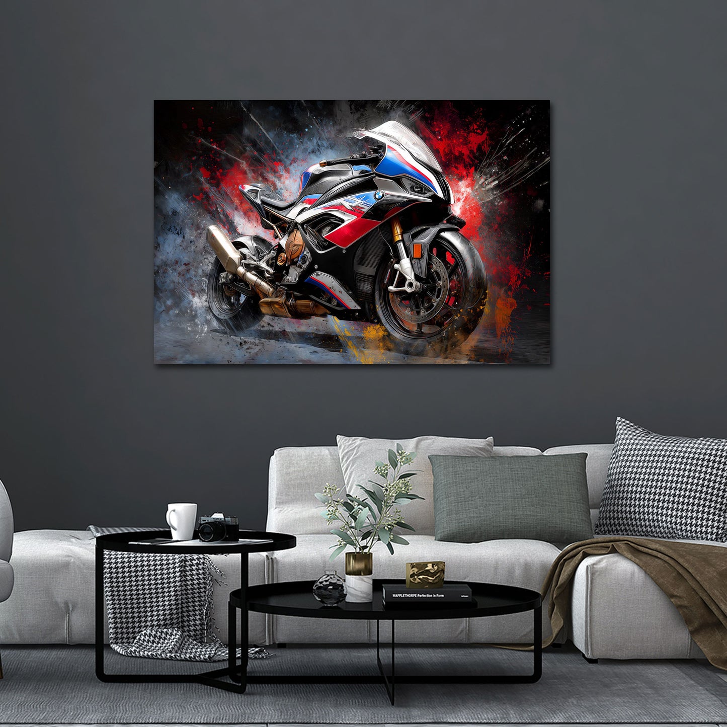 Pop Art Supersport Bike Farbspritzer Dynamik Racing Wandbild