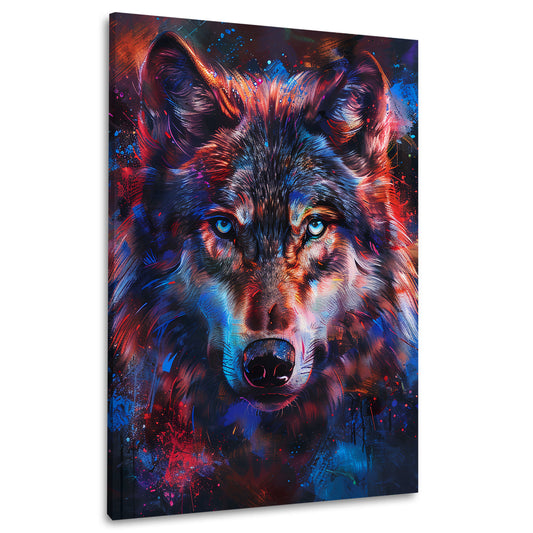 Pop Art Tierportrait Wolf Wildnis Wandbild