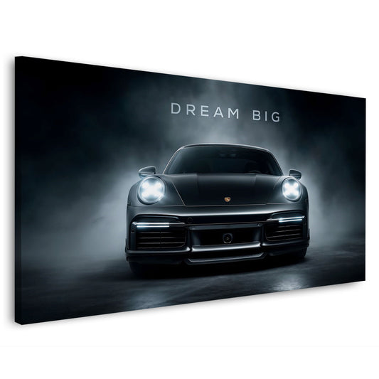 Porsche Sportwagen bei Nacht und Nebel Dream Big Wandbild