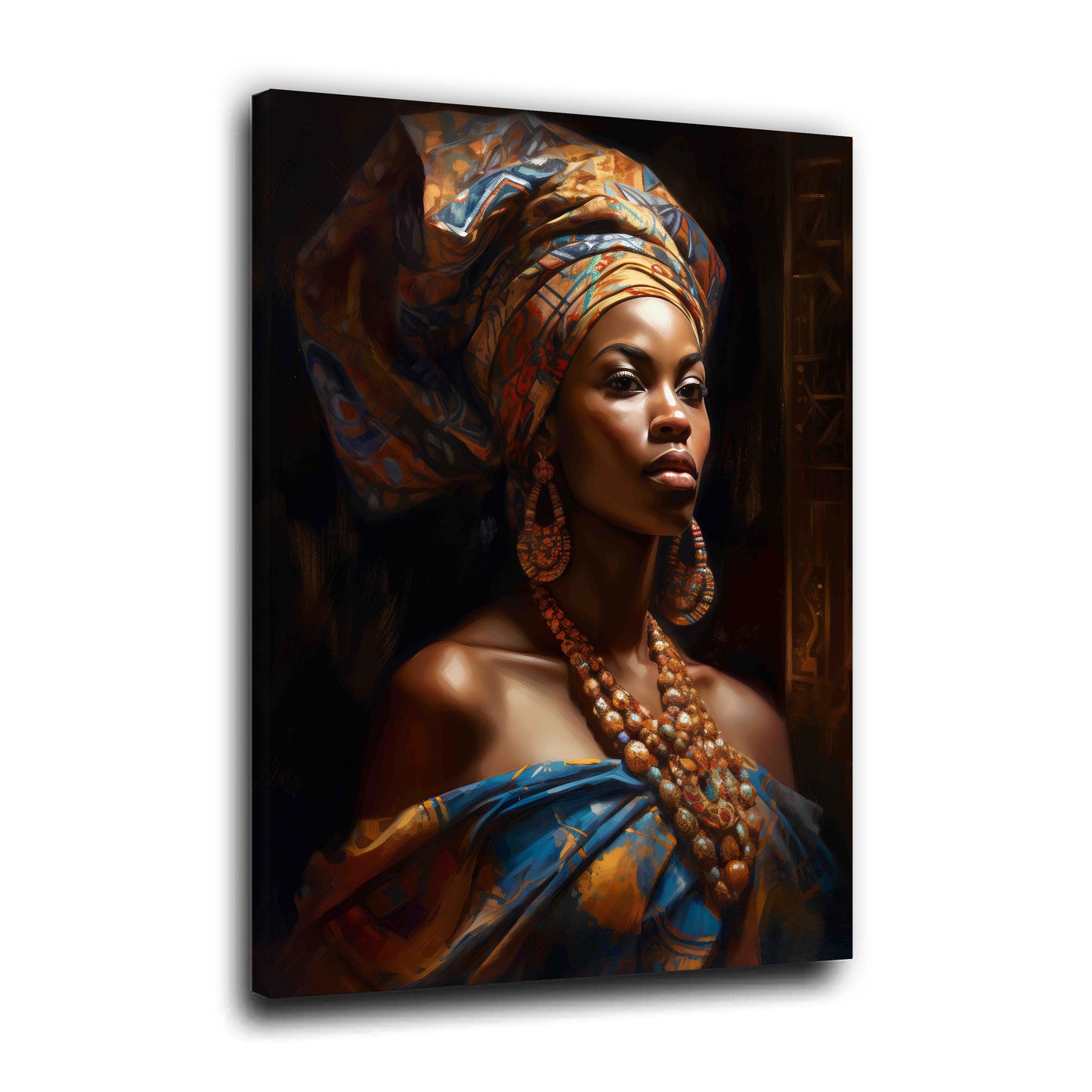 Porträt afrikanische Frau Kopftuch kulturelle Eleganz Wandbild