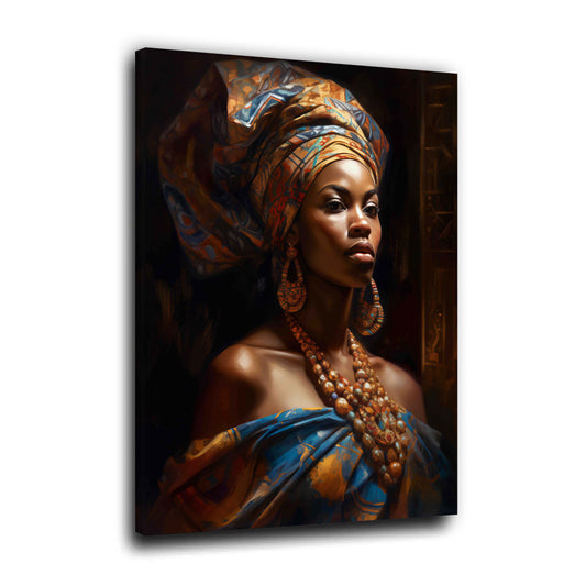 Porträt afrikanische Frau Kopftuch kulturelle Eleganz Wandbild