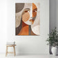 Porträt Frau geometrisch warmes Farbspiel Retro Wandbild