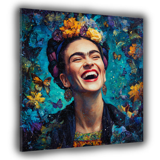 Porträt Frida Lachen Pop Art Ikone Wandbild