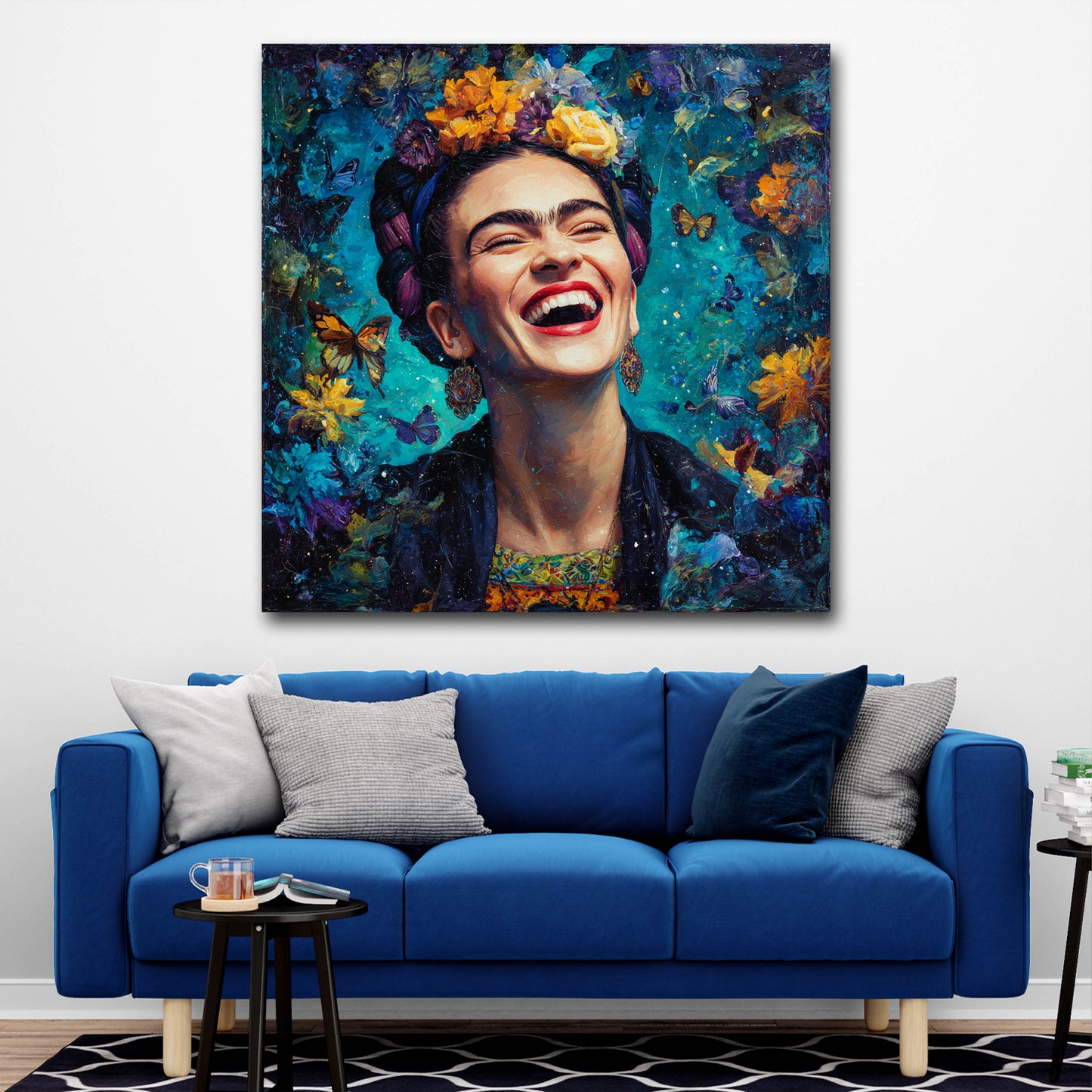 Porträt Frida Lachen Pop Art Ikone Wandbild