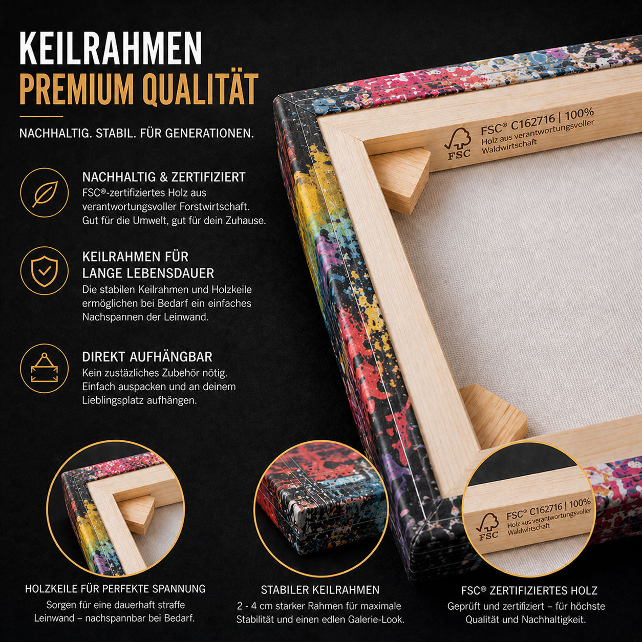 Farbenfroher Herbstbaum in abstrakter Malerei Wandbild