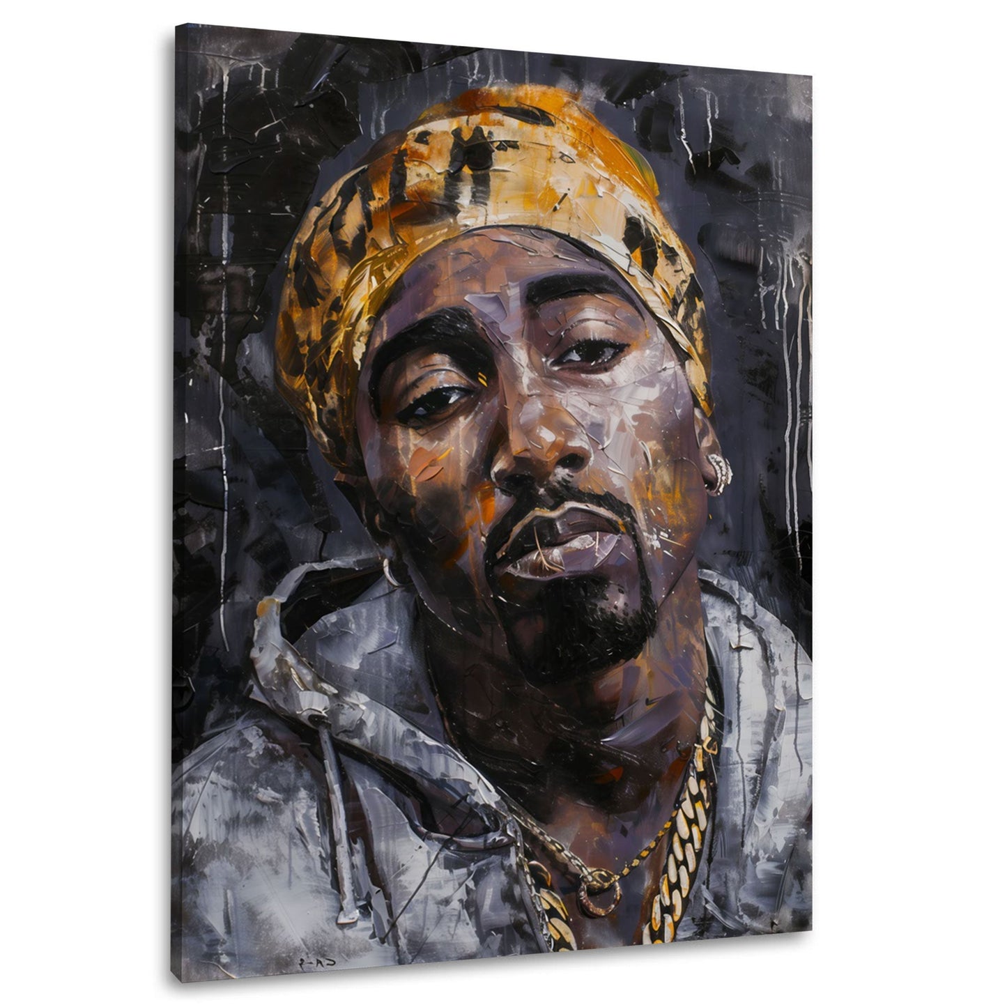Rapper Tupac Shakur mit Bandana Pop Art Porträt Wandbild