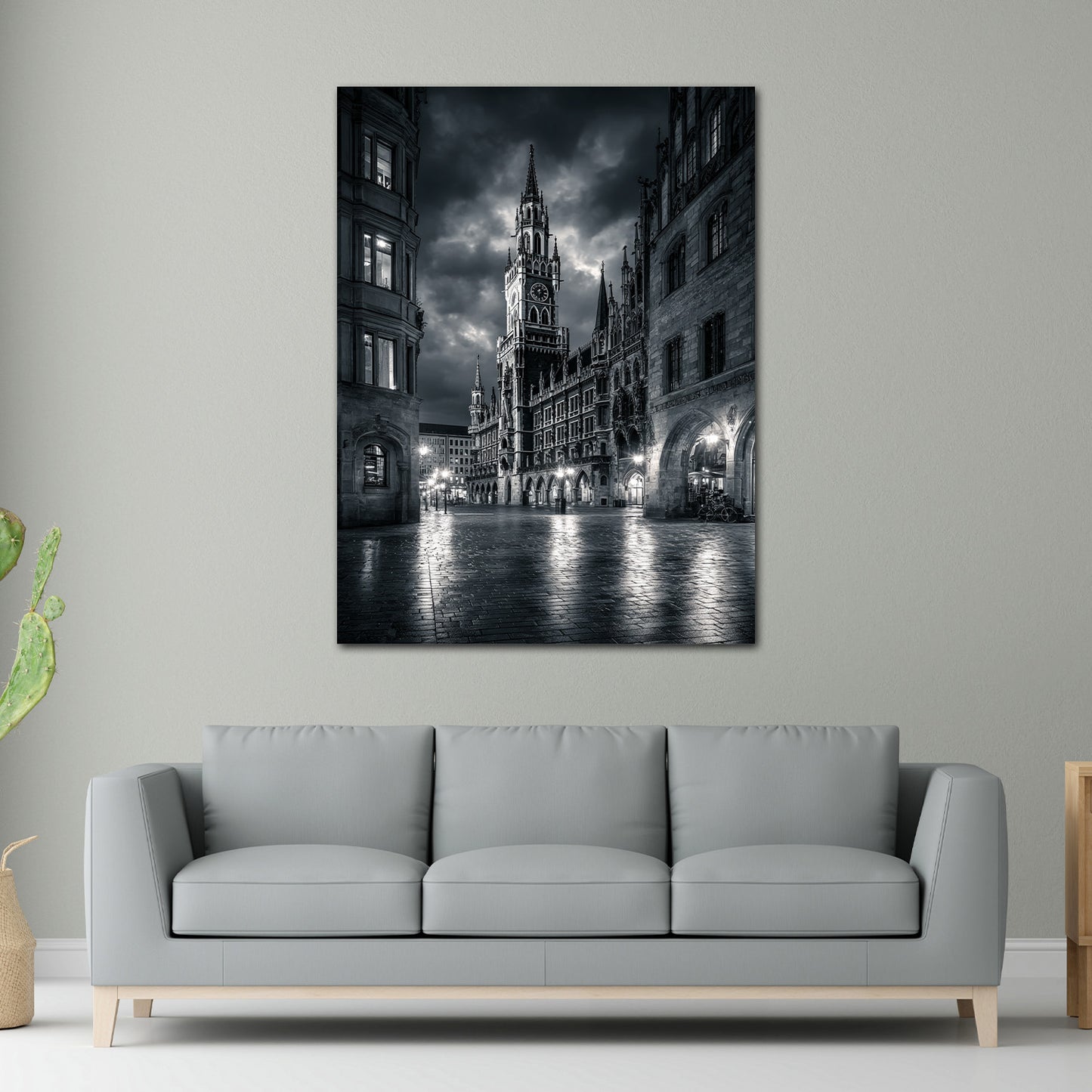 Rathausplatz München Architektur schwarz weiß Wandbild