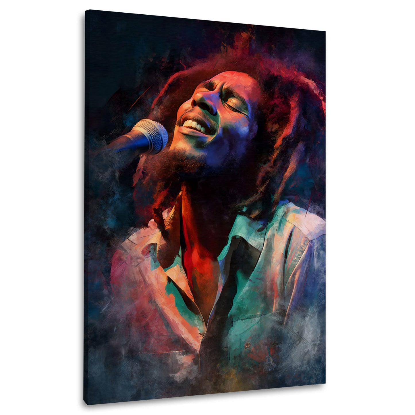 Reggae Sänger Marley Live Performance Mikrofon Pop Art Wandbild