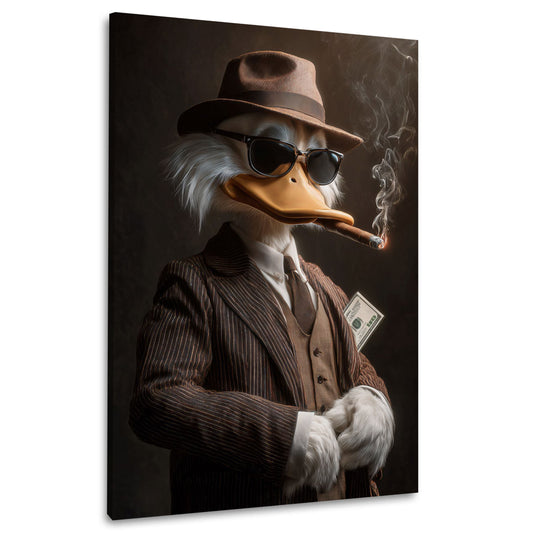 Reiche Ente als Gentleman mit Hut Motivation Wandbild