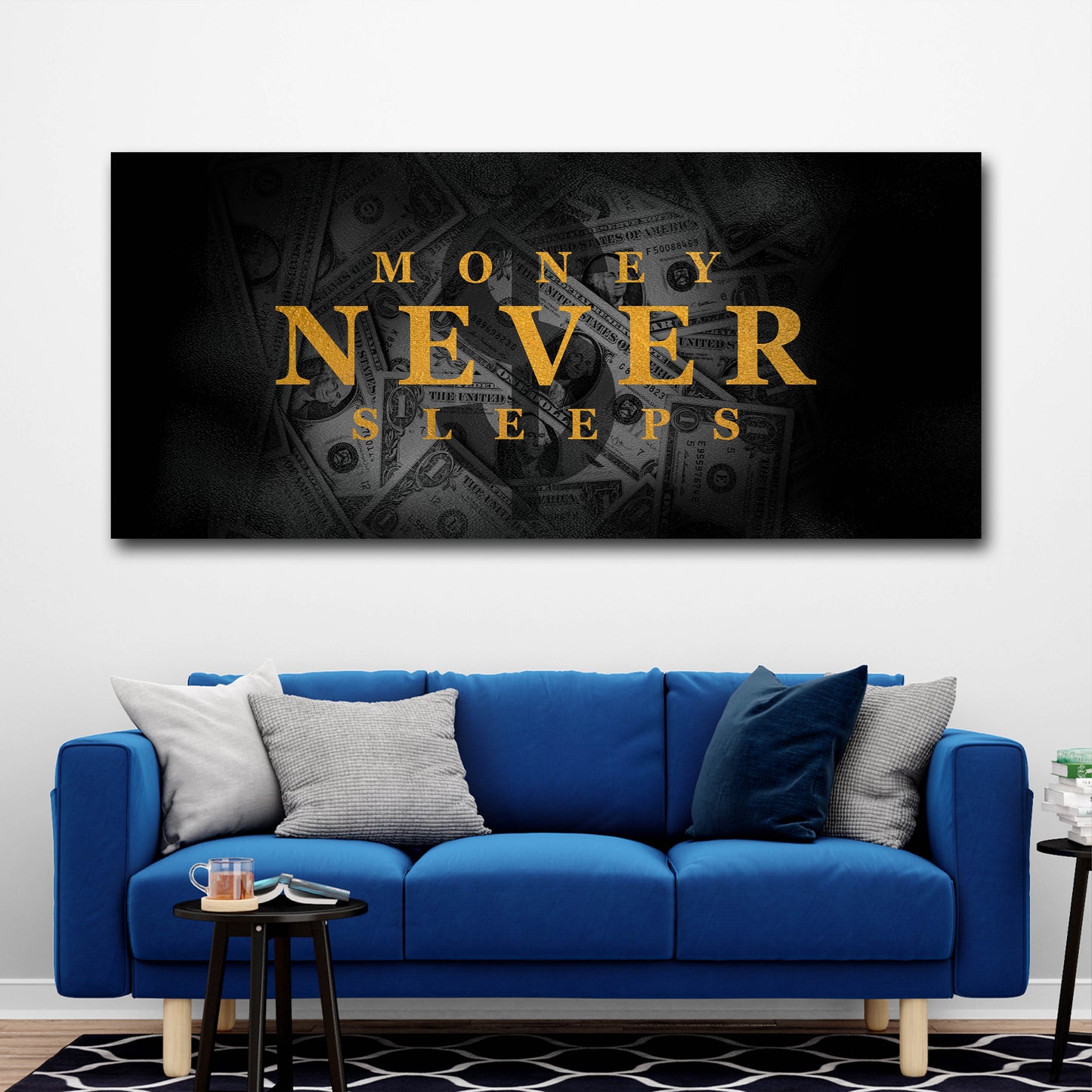 Reichtum Motivation Money Never Sleeps Wandbild