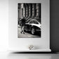 Retro Auto mit eleganter Frau schwarz weiß Wandbild