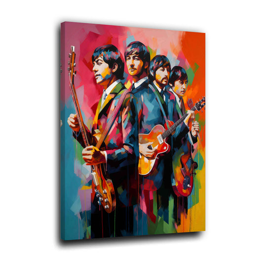 Retro Musikgruppe Beatles mit Gitarren Pop Art Wandbild