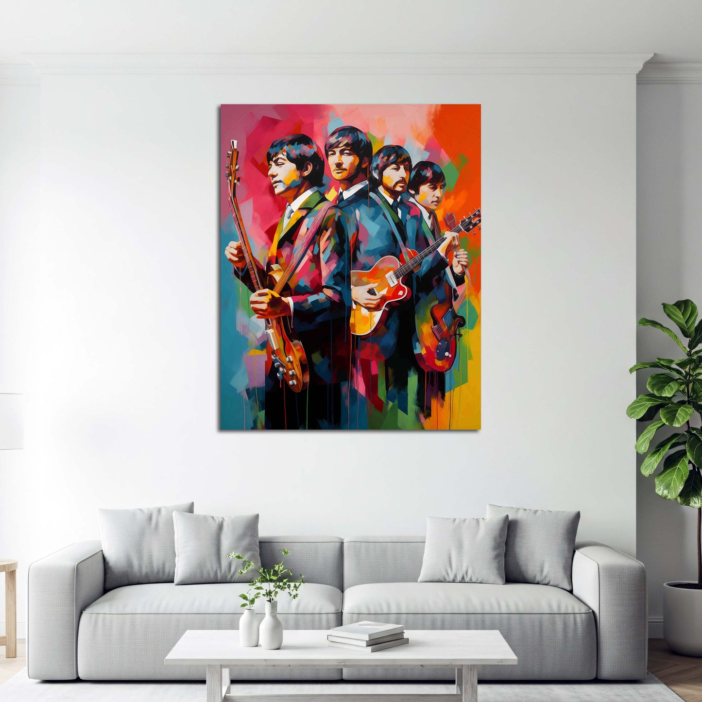 Retro Musikgruppe Beatles mit Gitarren Pop Art Wandbild