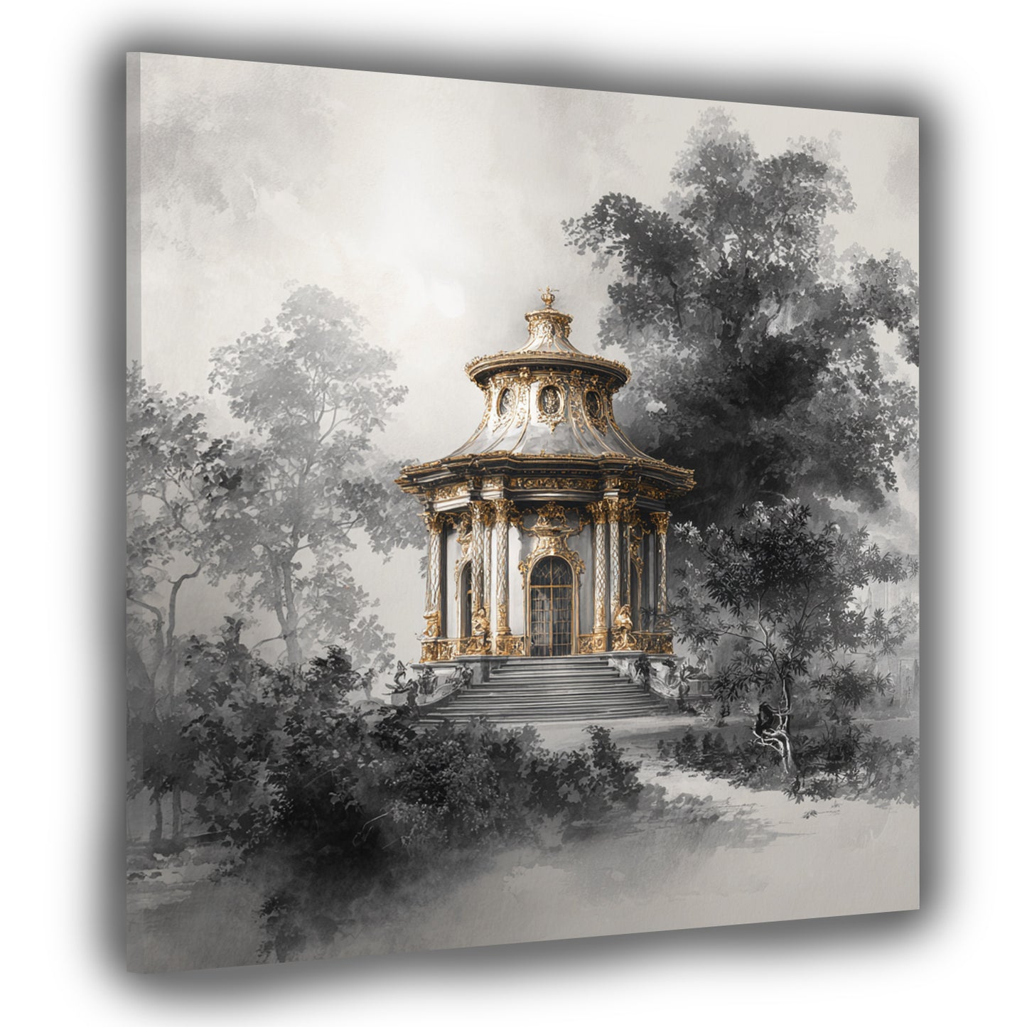 Rokoko Pavillon Sanssouci Park Potsdam schwarz weiß Wandbild