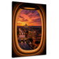 Wandbild mit Rom im Sonnenuntergang aus dem Flugzeugfenster
