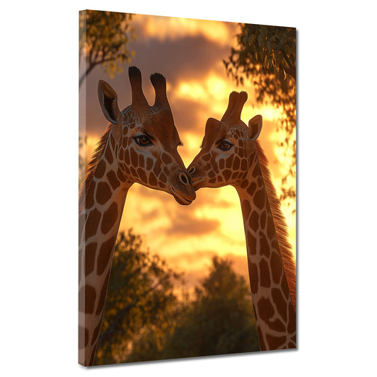 Romantisches Giraffenpaar Afrika Landschaft Wandbild