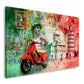 Rote Vespa La Vita è Bella Sehenswürdigkeiten Pop Art Wandbild