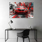 Roter BMW mit Lackeffekten Graffiti Energie Wandbild
