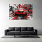 Roter BMW mit Lackeffekten Graffiti Energie Wandbild