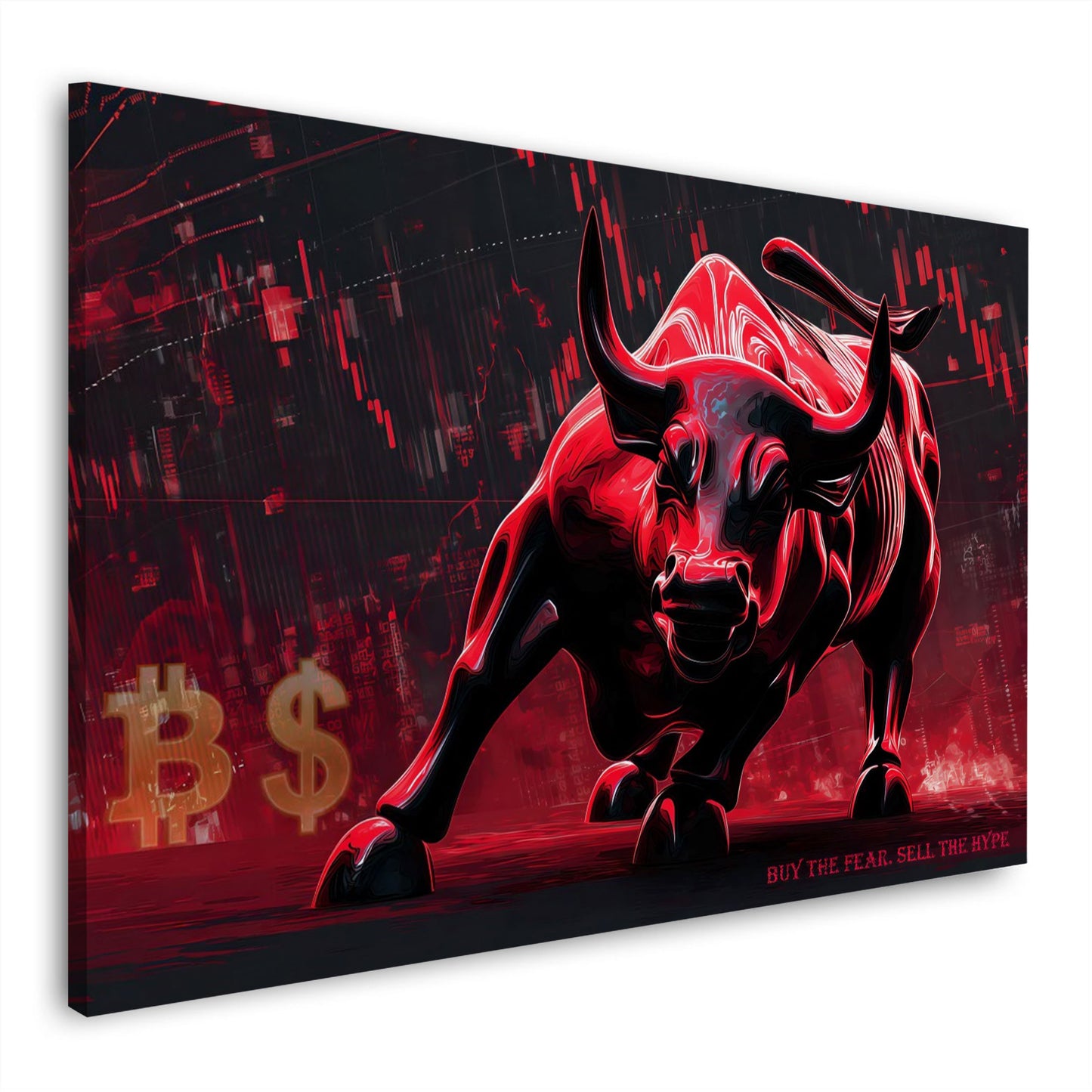 Roter Bulle mit Krypto Markt und Finanzen Power Wandbild