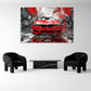 Rotes Auto BMW Street Art Wandgrafik mit Rennoptik Wandbild
